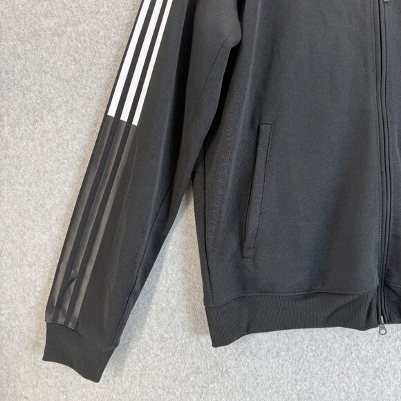 Adidas Mens Black Track Jacket Workout Athletic Full Zip 3 Stripes Size Large - Picture 5 of 16
